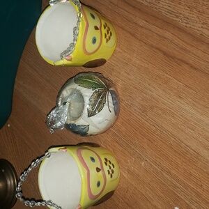 Mix match bundle 2 owl candle hokder/planters w/handles and tealight holder